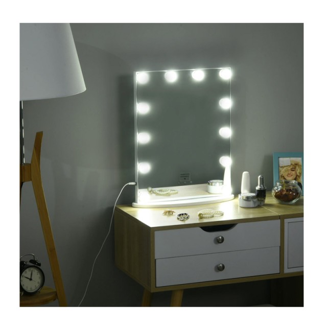 Επιτραπέζιος Καθρέπτης με LED Φωτισμό 41.5 x 13.5 x 51 cm HOMCOM 83...