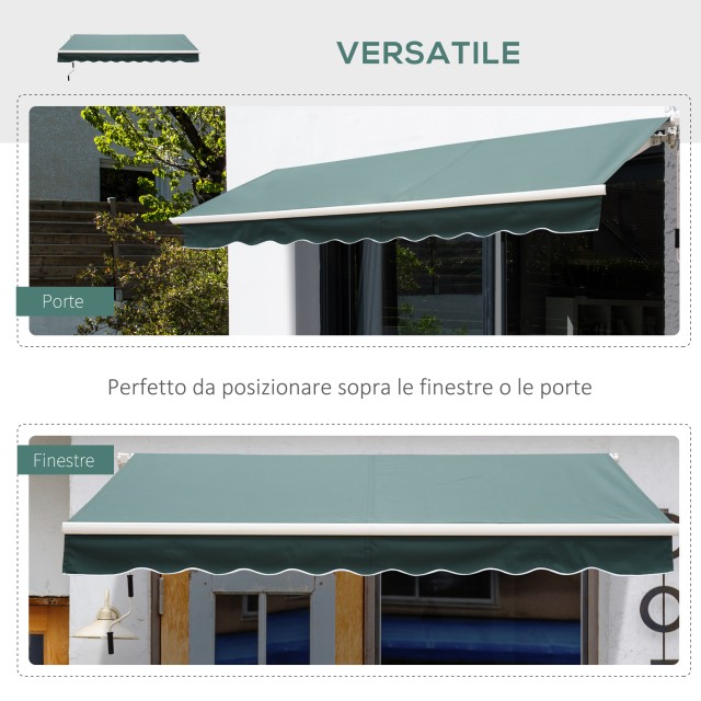 Εγχειρίδιο Outsunny Awning Roller Blind Επιτοίχιο Polyester Fabric 2.5? 2μ Πράσινο 100110-005G