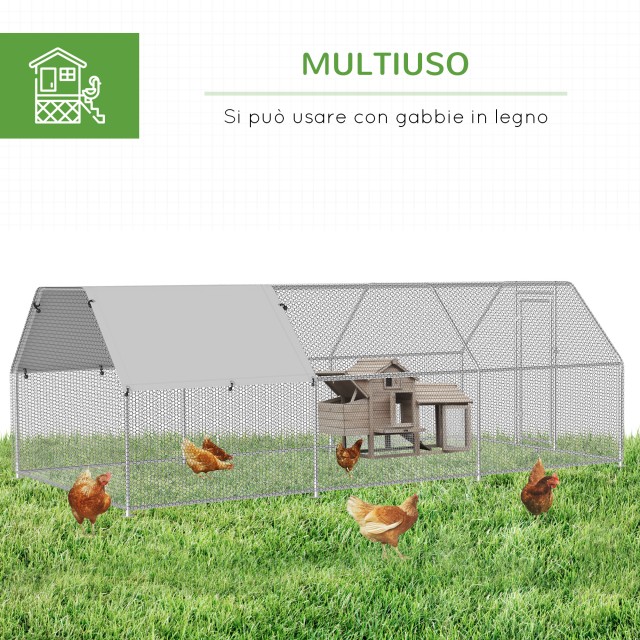 Μεταλλική πόρτα Pawhut Cage Chicken Run με κλειδαριά και κάλυμμα Oxford D51-117