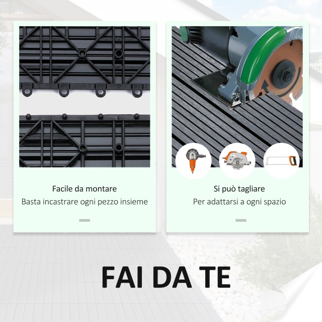 Outsunny Garden Tiles Interlocking Σετ 11 πλακάκια πλακοστρώσεων κή...