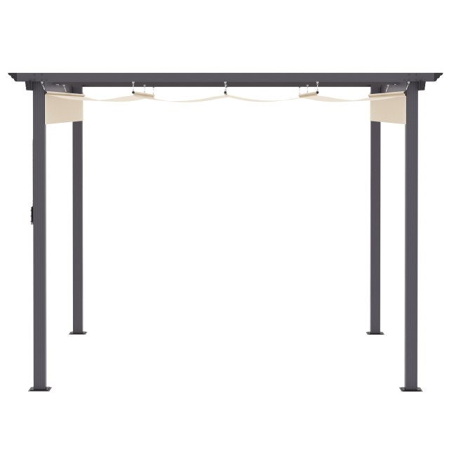 Outsunny Gazebo Garden Pergola 2,95x2,95m με Πτυσσόμενη Τέντα, σε Αλουμίνιο και Πολυεστέρα, Κρεμ Λευκό 84C-287