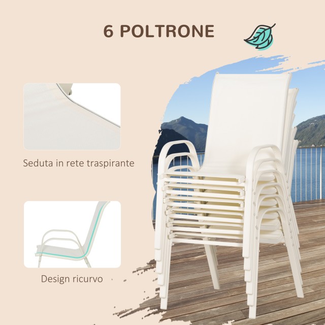 Outsunny Σετ κήπου 8 τεμαχίων με καρέκλες, ομπρέλα και τραπέζι με γυάλινη μπλούζα 84B-921CW