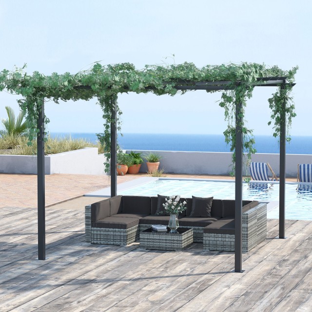 Δομή Outsunny Garden Pergola σε μαύρο μέταλλο 300 x 300 x 230 cm 84...