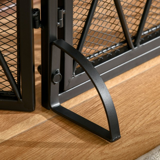 HOMCOM Metal Fire Screen με 3 Πτυσσόμενα Πάνελ και 2 Πόρτες, 120x11...