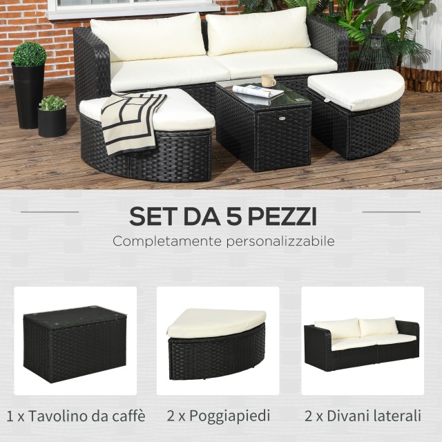 Σετ σαλονιού Outsunny Garden με 2 πολυθρόνες και 2 υποπόδια PE Ratt...