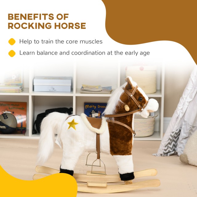 HOMCOM Rocking Horse για Παιδιά 3-6 ετών σε Λούτρινο Παιχνίδι με Ήχ...