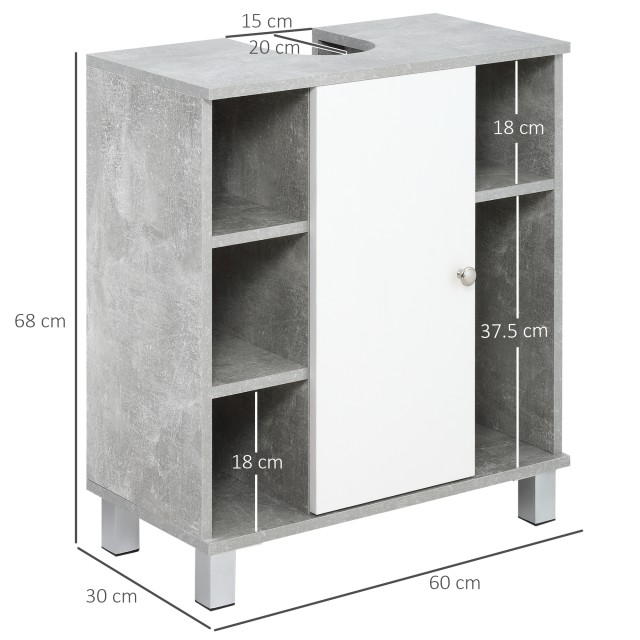 Ντουλάπι kleankin Under Sink με U-Carving και 6 Ξύλινα Ράφια, 60x30...