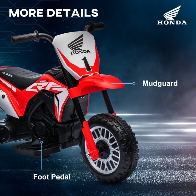 HOMCOM Ηλεκτρική μοτοσυκλέτα για παιδιά με άδεια Honda CRF450RL 3 τροχούς, ηλικίας 18-36 μηνών, κόκκινο 370-298V90RD