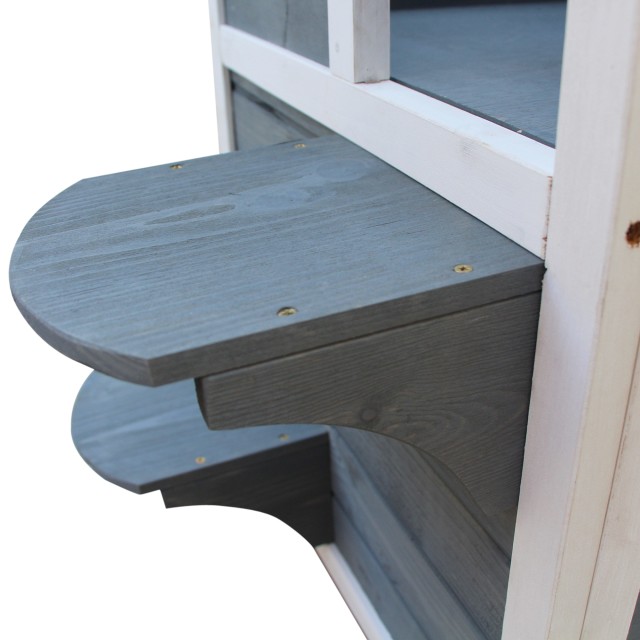 PawHut Outdoor Pet Kennel 2 Επιπέδων Ανοιγόμενο Ξύλο Γκρι και Λευκό 51 x 51 x 81,3 cm D30-223