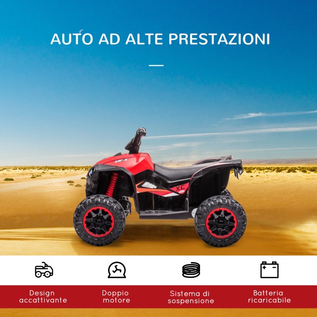 HOMCOM Electric Quad για παιδιά 12V, 2 ταχυτήτων, φαρδιοί τροχοί με...