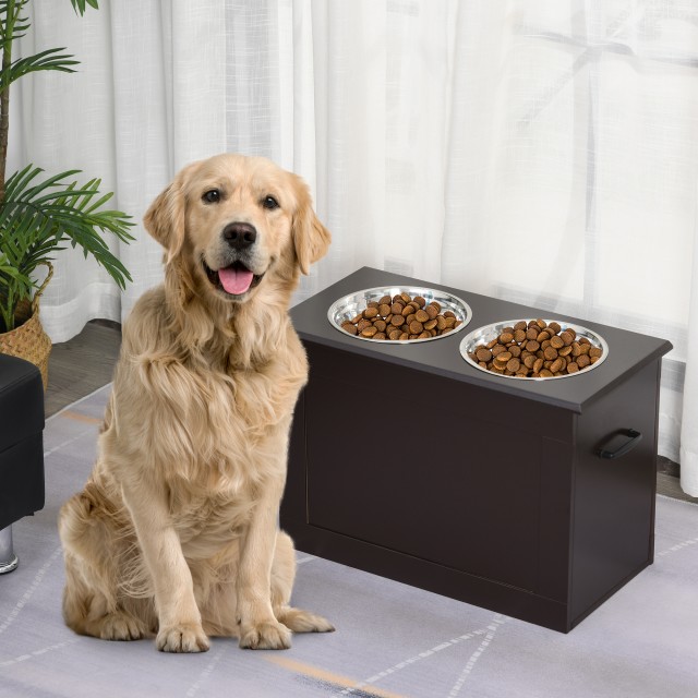 PawHut Raised Dog Bowl Hold with 2 Bowls Φ24cm από ανοξείδωτο ατσάλ...