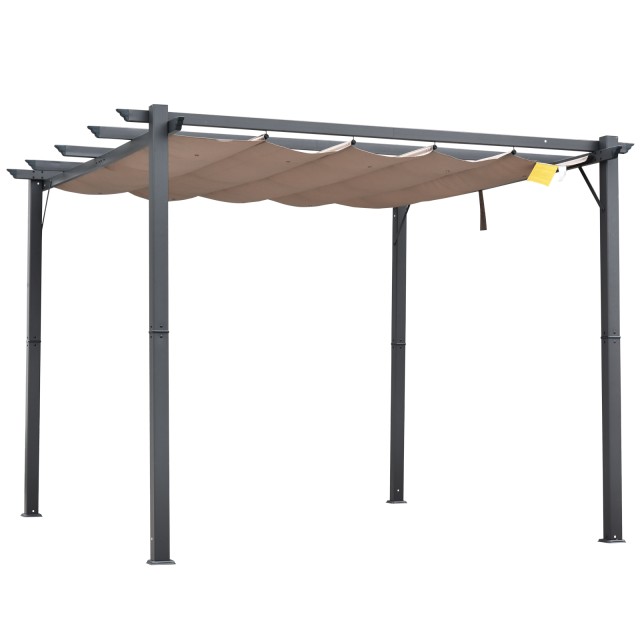 Outsunny Garden Pergola 3x3 m με αναδιπλούμενη Anti-UV οροφή και πλαίσιο αλουμινίου, γκρι 84C-054BK