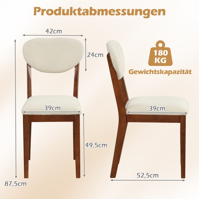 Costway Διπλό Σετ Καρέκλες Τραπεζαρίας με Μαξιλαρωτό Κάθισμα και Χω...