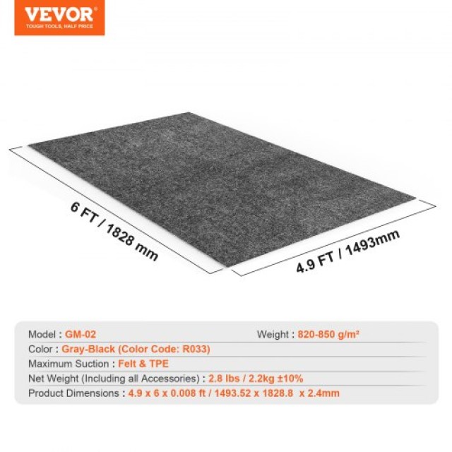 Αδιάβροχο Χαλάκι Γκαράζ VEVOR 1.49x1.8M για Προστασία Δαπέδου από Νερό, Λάσπη & Λάδι  CKDT49X6HHS0UQDY5V0