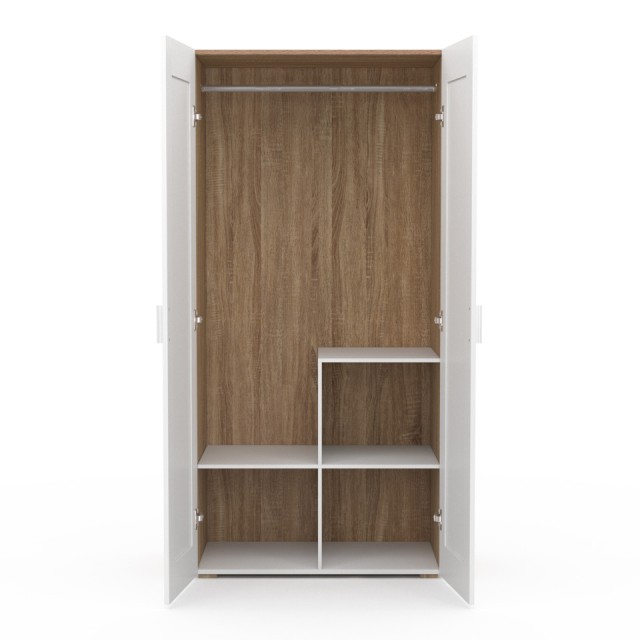 Δίφυλλη Ντουλάπα Marius με 2 Πόρτες 80 x 48 x 167 cm Λευκό & Ξύλο 30089638 Idomya