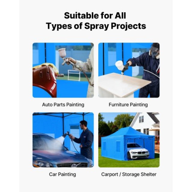 VEVOR Φορητό Σπρέι Τέντας Βαφής με Πτυσσόμενο Σκελετό & 4 Δίχτυα Πα...