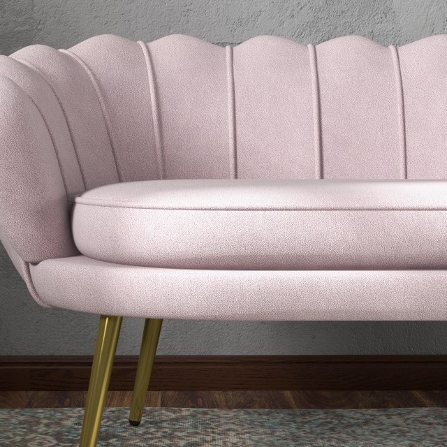 HOMCOM  Διθέσιος καναπές σε στυλ Industrial Chic από ύφασμα με εφέ βελούδου και μέταλλο, 130x77x77 εκ., Ροζ  833-957V00PK