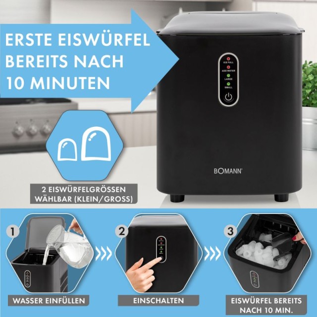 Παγομηχανή 12kg/24h  1,1L 120W  Μαύρο EWB6068CB Bomann
