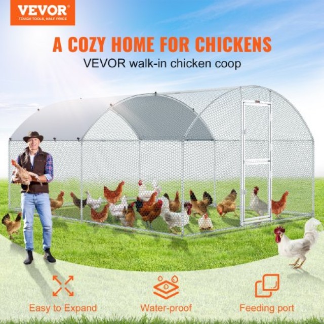 Μεταλλικό Κοτέτσι VEVOR με Σκεπή, 13.1 x 9.8 x 6.6 ft, Ασημί  BR131X98X64FTARHIV0