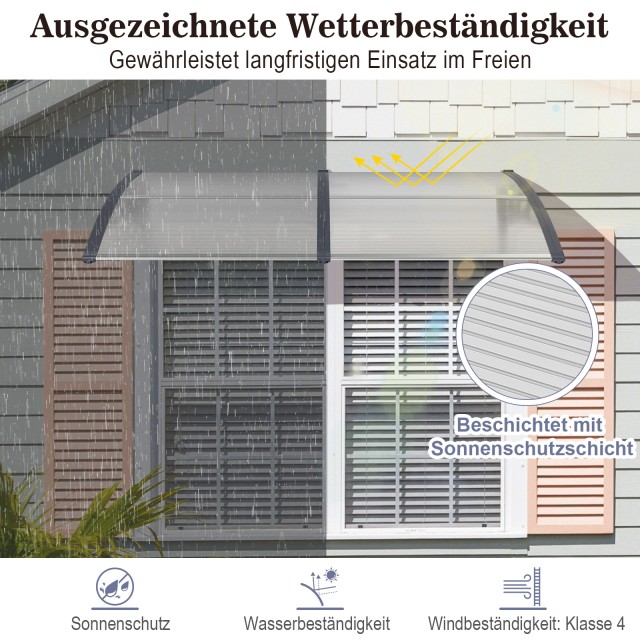 Costway Γκρι Αλουμινένια Σκεπή 199 x 99 cm για Πόρτα Εισόδου NP11230HS Costway Γκρι Αλουμινένια Σκεπή 199 x 99 cm για Πόρτα Εισόδου NP11230HS