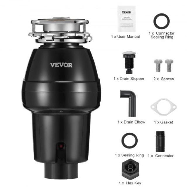 VEVOR  Απορριμματοφάγος 1/2 HP 3820 RPM 3-Βolt  GDLJCLQ12HPZU2ME7V2