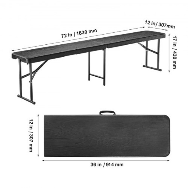 Πτυσσόμενο Πλαστικό Παγκάκι 6FT VEVOR για Πικνίκ & Κάμπινγκ  SLKZDYDZY6FT97X3KV0