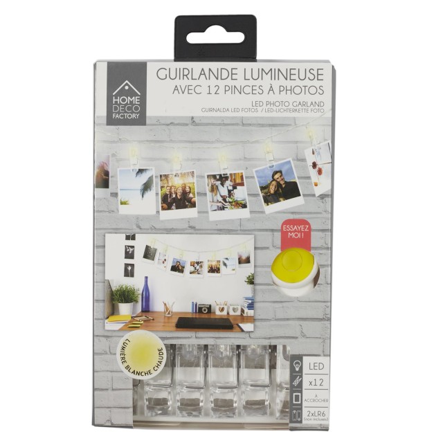 Φωτιζόμενη Γιρλάντα LED με 12 Clips 195 cm LA9903 Home Deco Factory