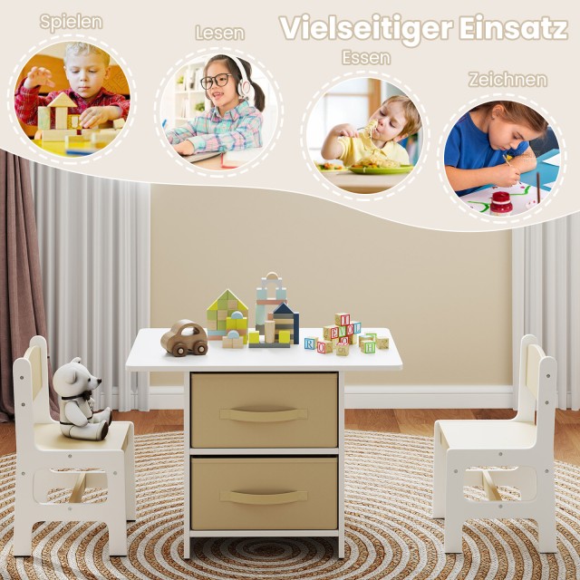 Costway  Ξύλινο Σετ Παιδικό Τραπεζάκι με 2 Καρεκλάκια και 2 Αποσπώμ... Costway  Ξύλινο Σετ Παιδικό Τραπεζάκι με 2 Καρεκλάκια και 2 Αποσπώμ...