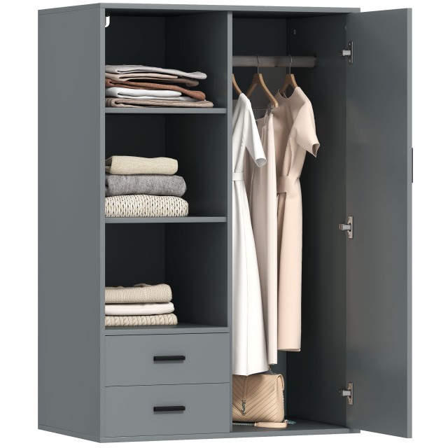 HOMCOM Μοντέρνα Ντουλάπα 80x50x124 εκ, Σκούρο Γκρι 831-967V00CG
