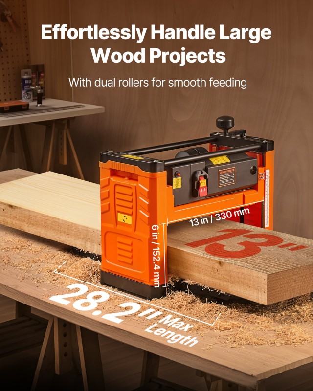 VEVOR Πλάνη Πάχους Δύο Λεπίδων 330 mm, Ισχύς 1800W, Μονοφασική Ξυλο... VEVOR Πλάνη Πάχους Δύο Λεπίδων 330 mm, Ισχύς 1800W, Μονοφασική Ξυλο...