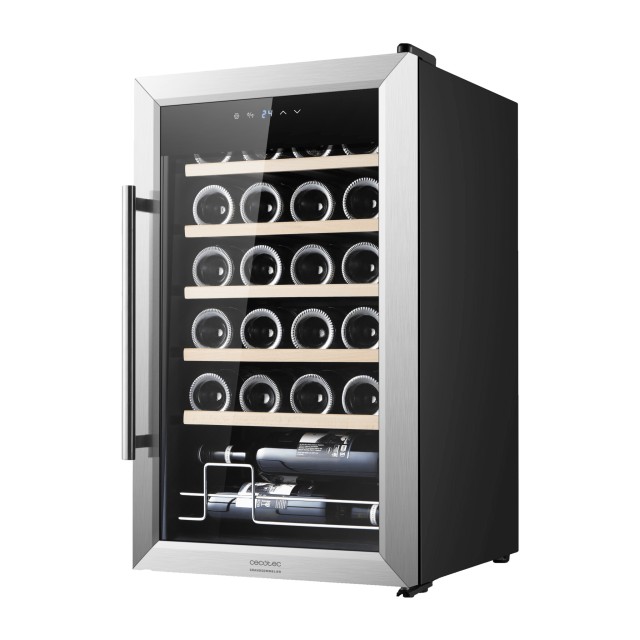 CECOTEC Weinkonservierer Bolero GrandSommelier 2450 Inox mit Kompressor, 24 Flaschen Fassungsvermögen, einstellbarer Temperatur 5–18 °C und Touch-Bedienfeld CEC-00125