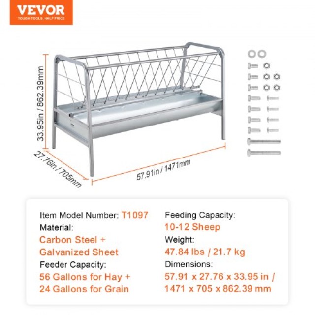 VEVOR  Δοχείο Τροφής 2 σε 1 για Πρόβατα 80 Γαλόνια  SCWSQ5919633EY63VV0
