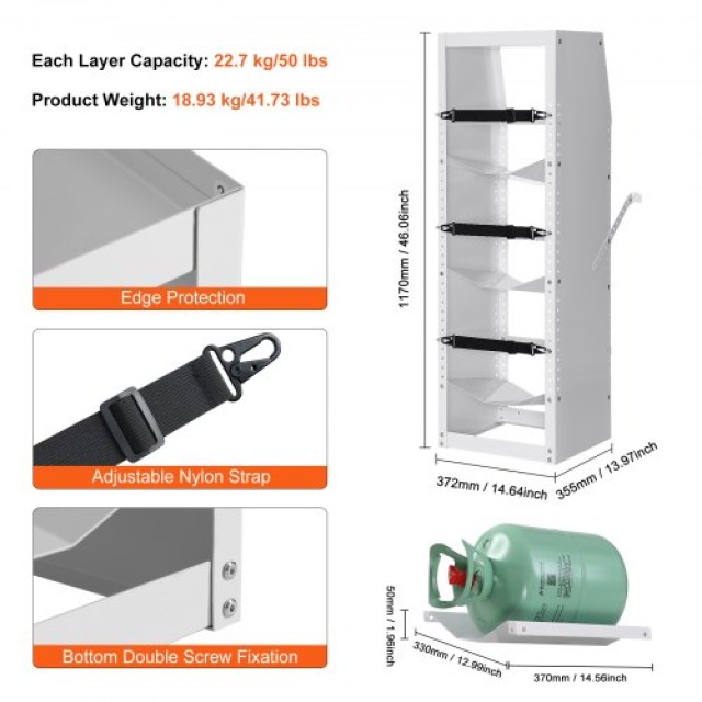 Ράφι Δεξαμενών Ψυκτικού VEVOR για 3 Φιάλες 30-50lb, 37x35x117cm  QPCFJ13INCH1FNYLJV0