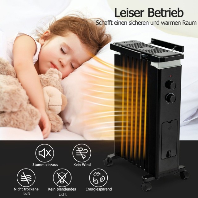 Costway  Αθόρυβη και Ασφαλής Θερμάστρα Λαδιού 1500W με Ρυθμιζόμενο ...