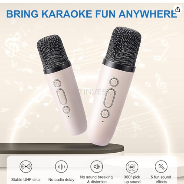 Ασύρματο Ηχείο Karaoke με 2 Μικρόφωνα – Bluetooth 5.2, Hi-Fi 3D Bass, Εφέ Φωνής Ροζ 5908222241810 SPM