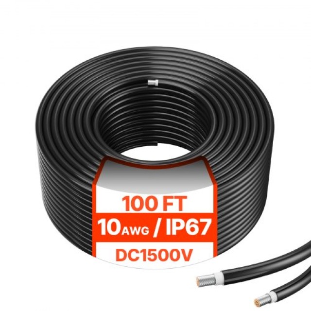 VEVOR Καλώδιο Προέκτασης Ηλιακού Πάνελ 100FT 10AWG Αδιάβροχο Μαύρο TYNDCBYZXDX1ICNQ7Y3