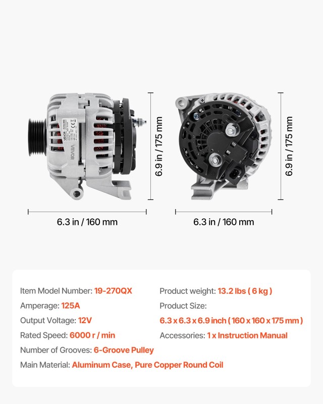 VEVOR Εναλλακτήρας Αυτοκινήτου για Chevrolet Impala LS/LT 3.5L (200...