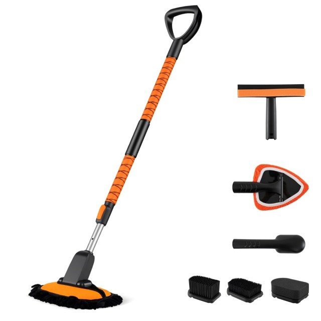 Costway Σετ Πλυσίματος Αυτοκινήτου με Τηλεσκοπική Λαβή και Βούρτσες...