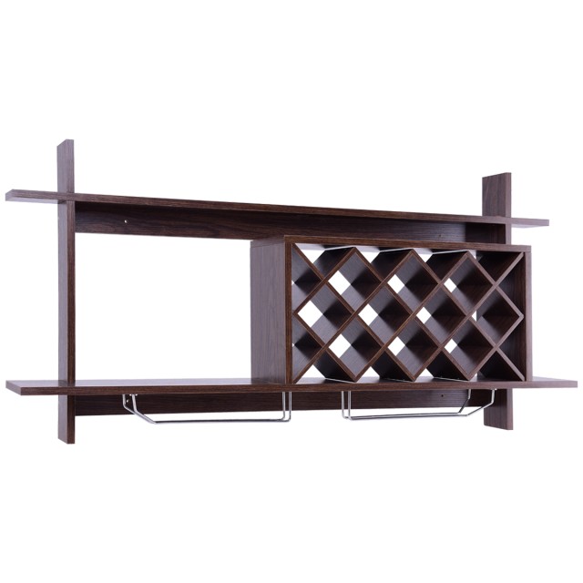 Costway Μαύρο Ράφι Κρασιών με Θήκη για Ποτήρια HW57400BK