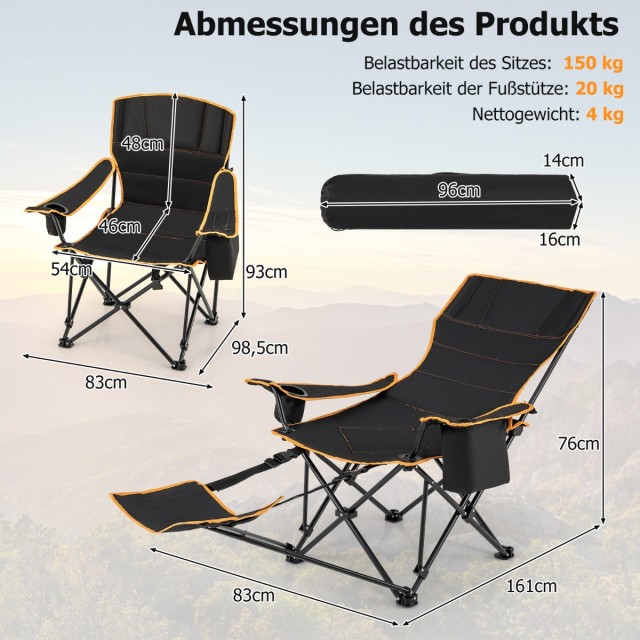 Costway  Πολυλειτουργική Καρέκλα Camping με Αποσπώμενο Υποπόδιο και Ρυθμιζόμενη Πλάτη NP11710DK