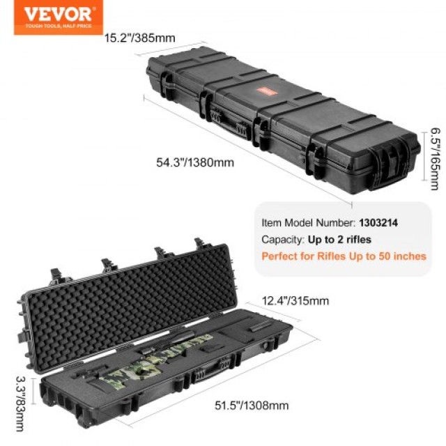 VEVOR  Αδιάβροχη & Ανθεκτική Θήκη Όπλου 50 με Ρόδες, για 2 Όπλα  YZBQH50YCS00HW3VVV0