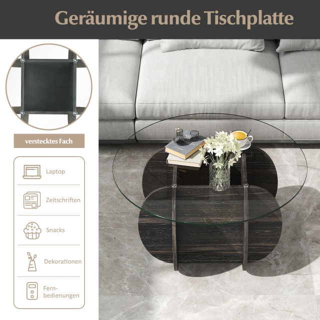 Costway Στρογγυλό Τραπεζάκι 89εκ με Γυάλινη Επιφάνεια & Ξύλινη Βάση... Costway Στρογγυλό Τραπεζάκι 89εκ με Γυάλινη Επιφάνεια & Ξύλινη Βάση...