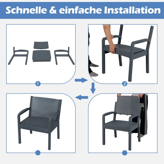 Costway Σετ Εξωτερικών Επίπλων Rattan 3τμχ, Ανθεκτικό με 2 Καρέκλες...