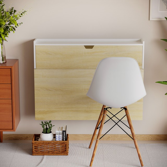Επιτοίχιο Πτυσσόμενο Ξύλινο Γραφείο 100 x 18 x 74 cm HOMCOM 836-533