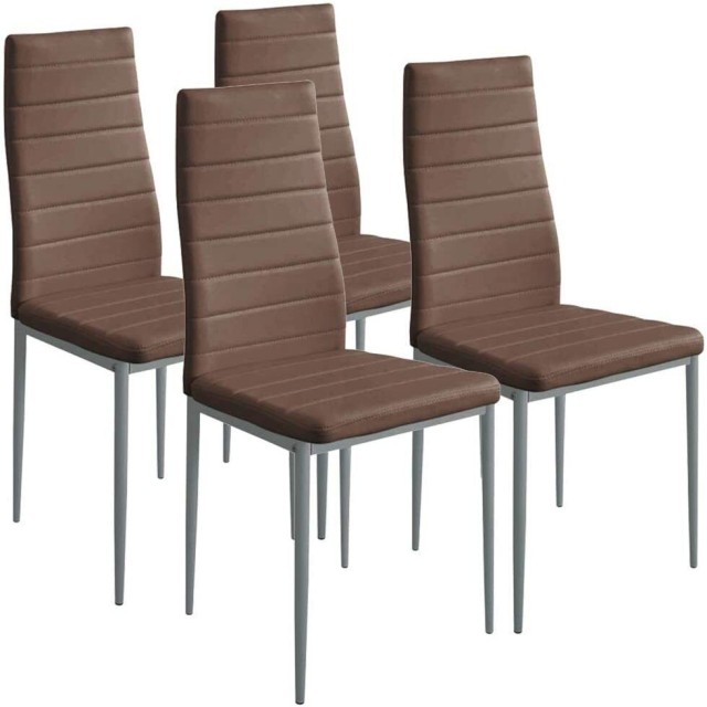 BAKAJI  Σετ 4 Μοντέρνες Καρέκλες Τραπεζαρίας Σαλονιού Κουζίνας με Ε...