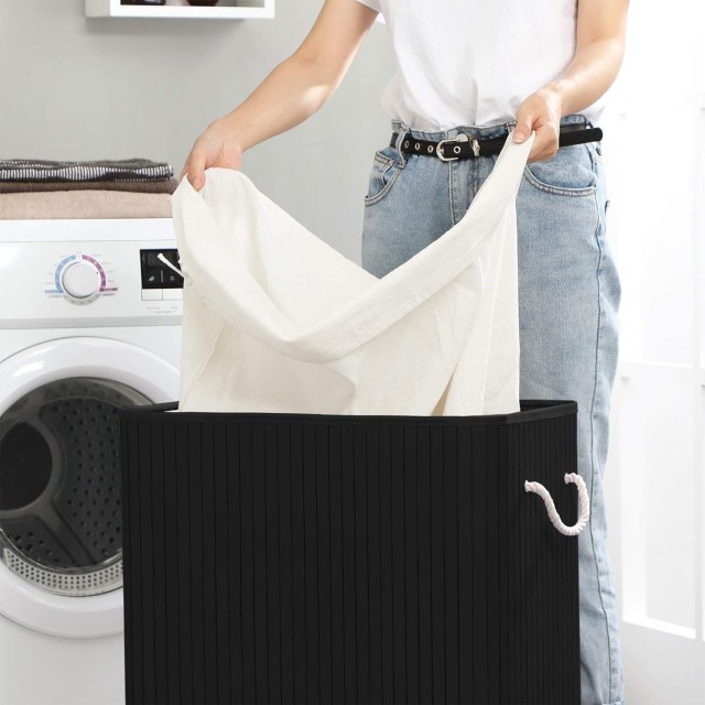 Καλάθι Απλύτων SONGMICS με Καπάκι, 100L, Μαύρο 