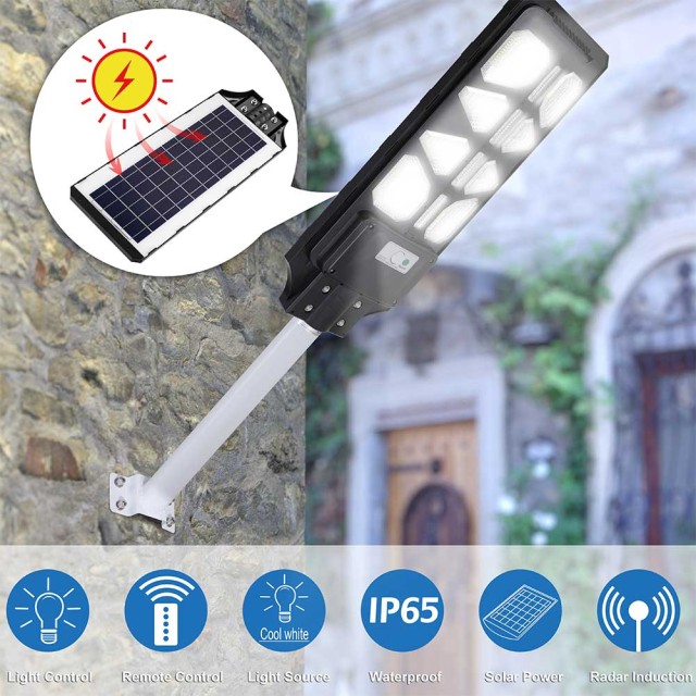BAKAJI Φωτιστικό Δρόμου LED 120W Ηλιακό Εξωτερικού Χώρου με Αισθητήρα Κίνησης και Τηλεχειριστήριο 02814254