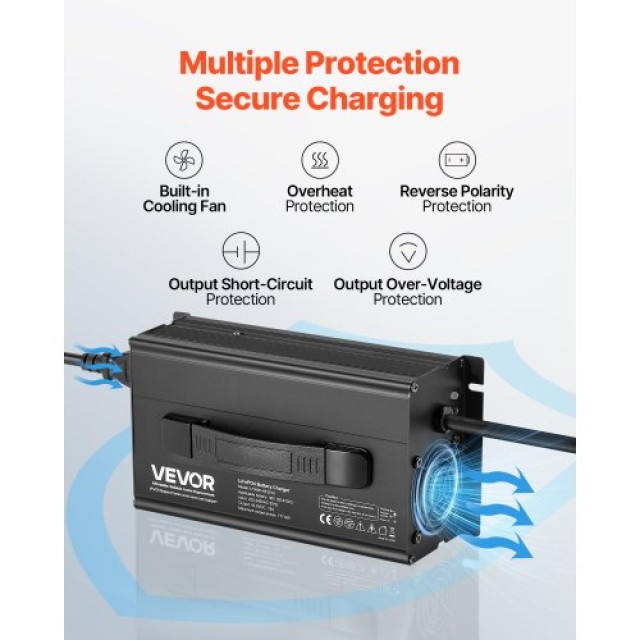 VEVOR Φορτιστής Μπαταρίας Λιθίου 43.8V AC-DC LiFePO4 για RV FCCDQ36...