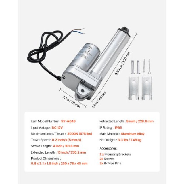 VEVOR Γραμμικός Ενεργοποιητής 12V, Διαδρομή 101.6mm, Αδιάβροχος IP6... VEVOR Γραμμικός Ενεργοποιητής 12V, Διαδρομή 101.6mm, Αδιάβροχος IP6...