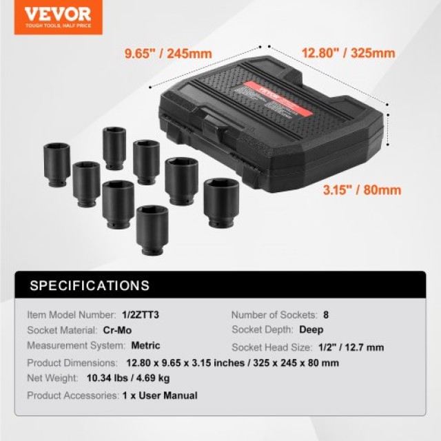 Σετ Καρυδάκια VEVOR 1/2 12-Σημείων 8τμχ  ZLMTTCZLM121F4WWFV0